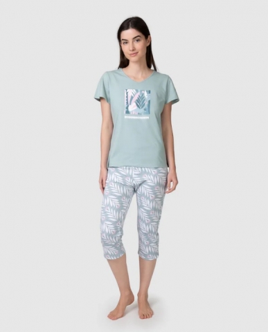 Pijama completo de mujer manga corta estampado floral