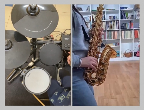 Bateria y saxofón